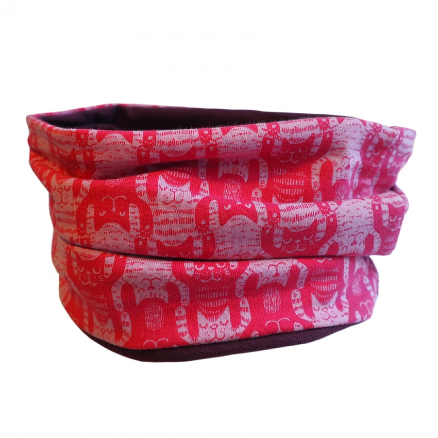 Pink Loop Scarf Waving Cats - Organic Cotton Jersey | bingabonga