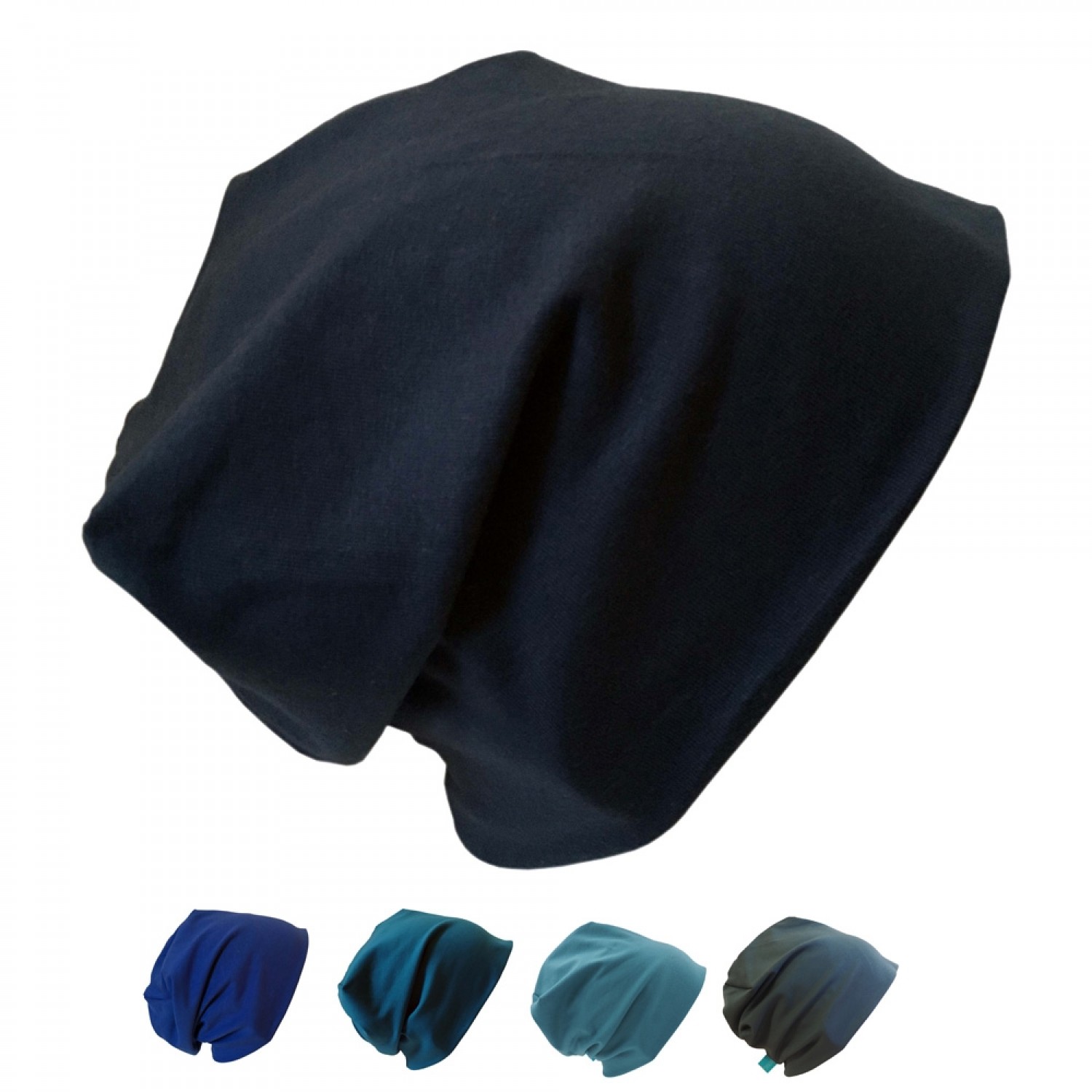 Eco Cotton Beanie Hat 'Line' plain blue tones | bingabonga