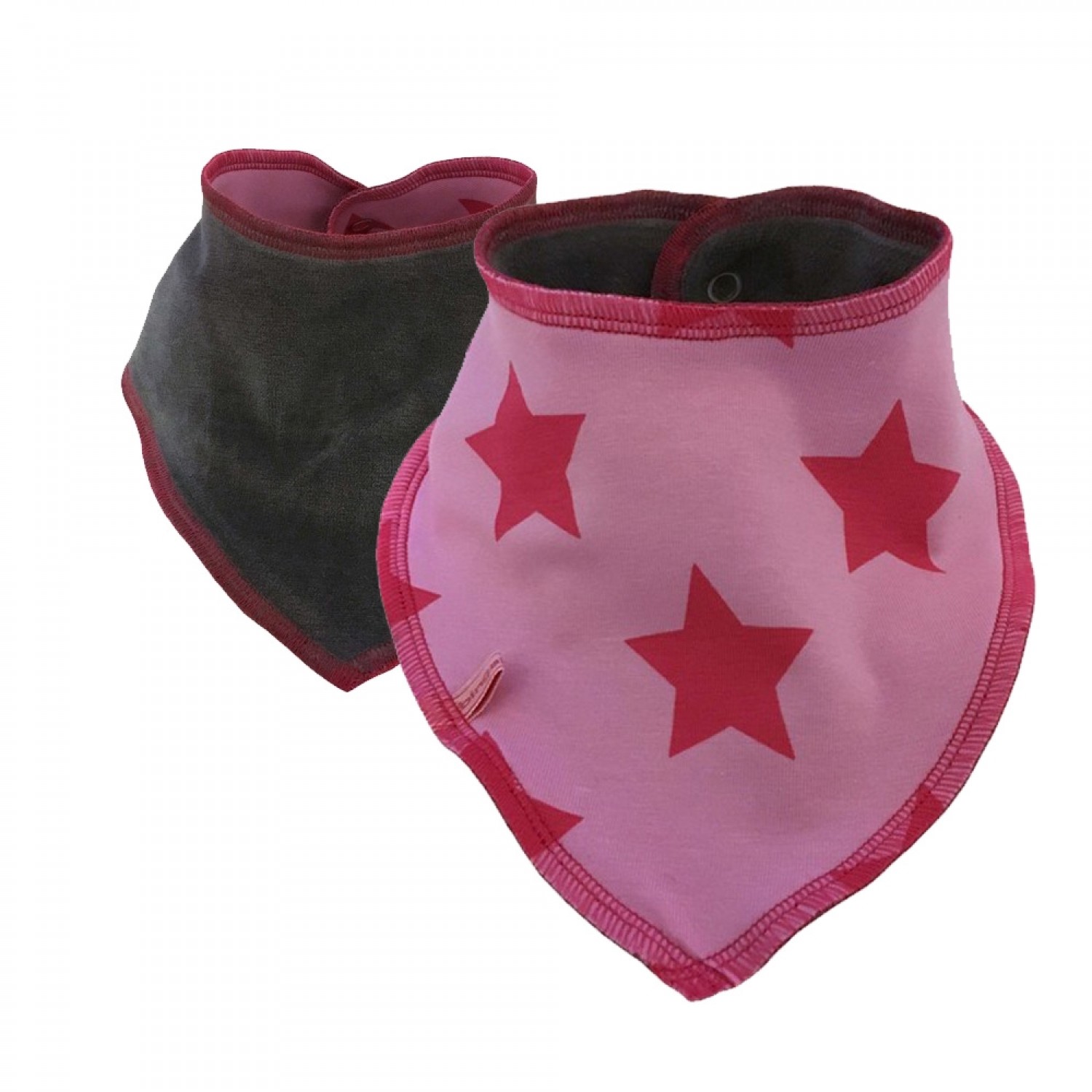 Eco plush reversible baby bandana bib, Pink Stars | bingabonga