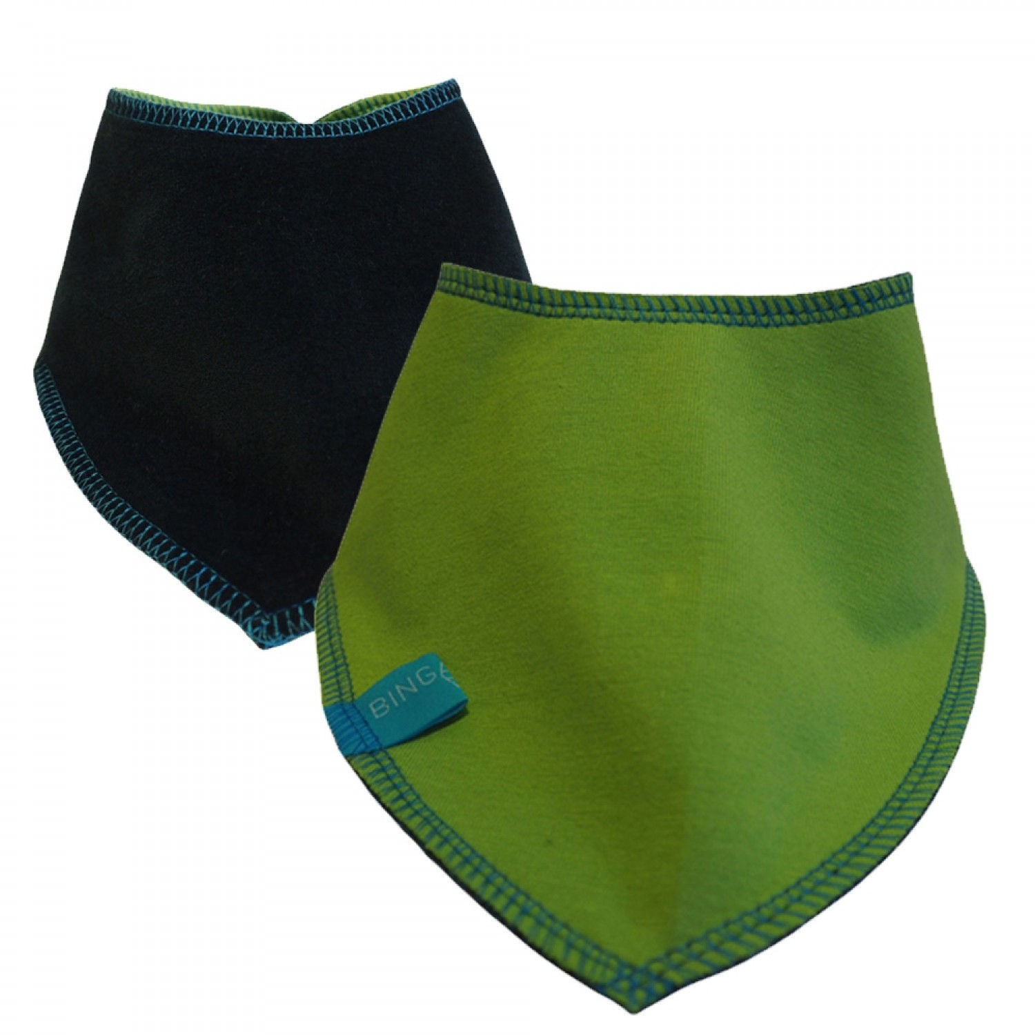 Reversible Baby Scarf kiwi/navy, eco cotton bandana bib | bingabonga