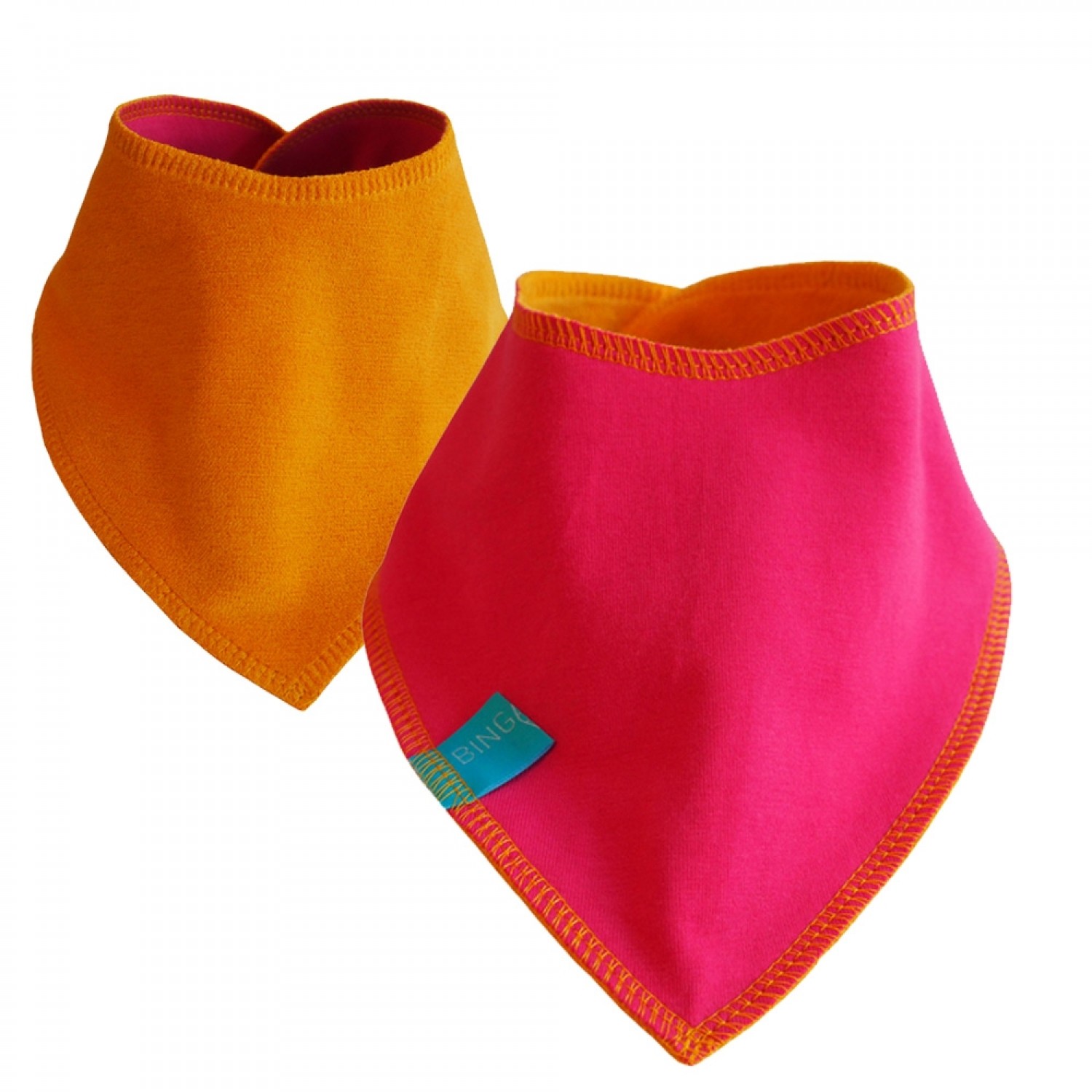 Reversible Baby Scarf pink/yellow, eco cotton bandana bib | bingabonga