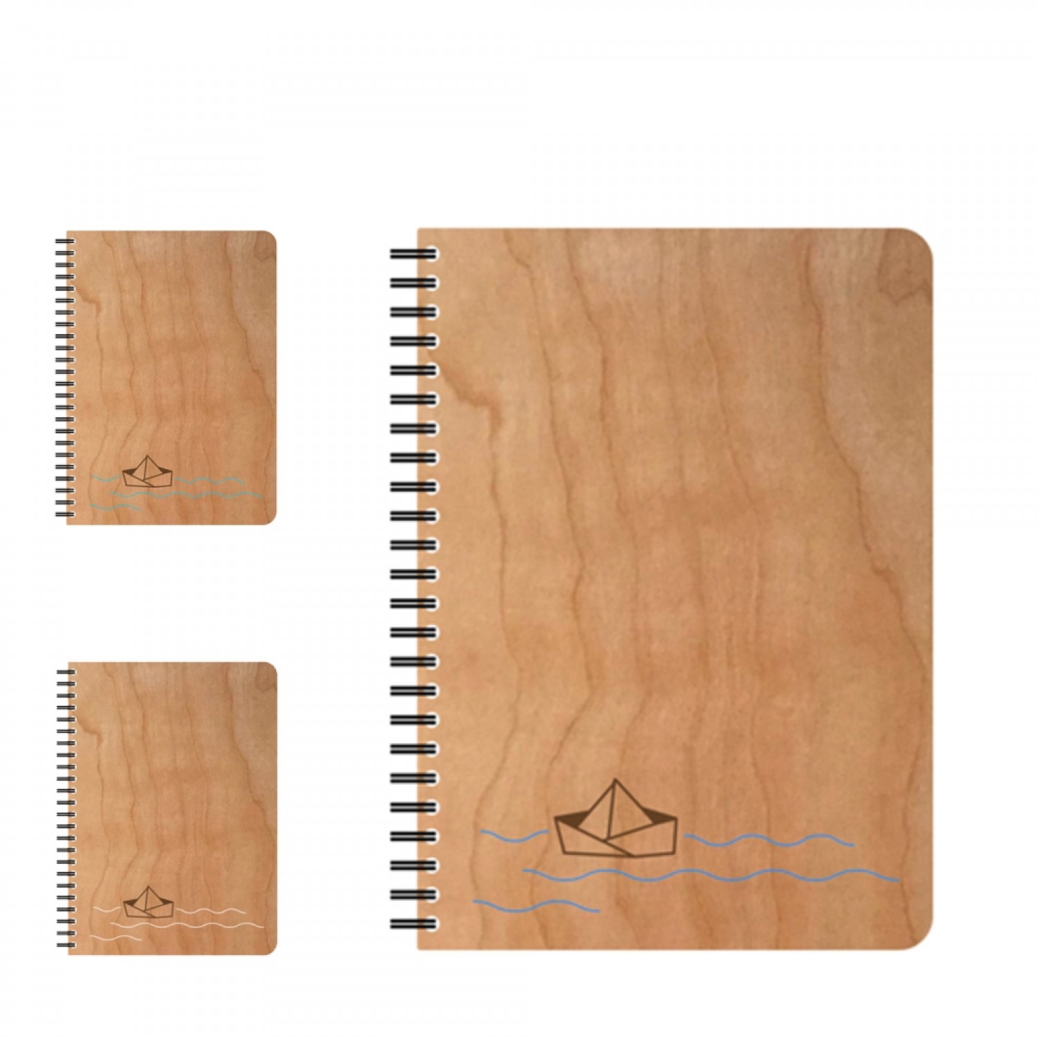 Refillable eco notebook PAPER BOAT in wooden cover | echtholz