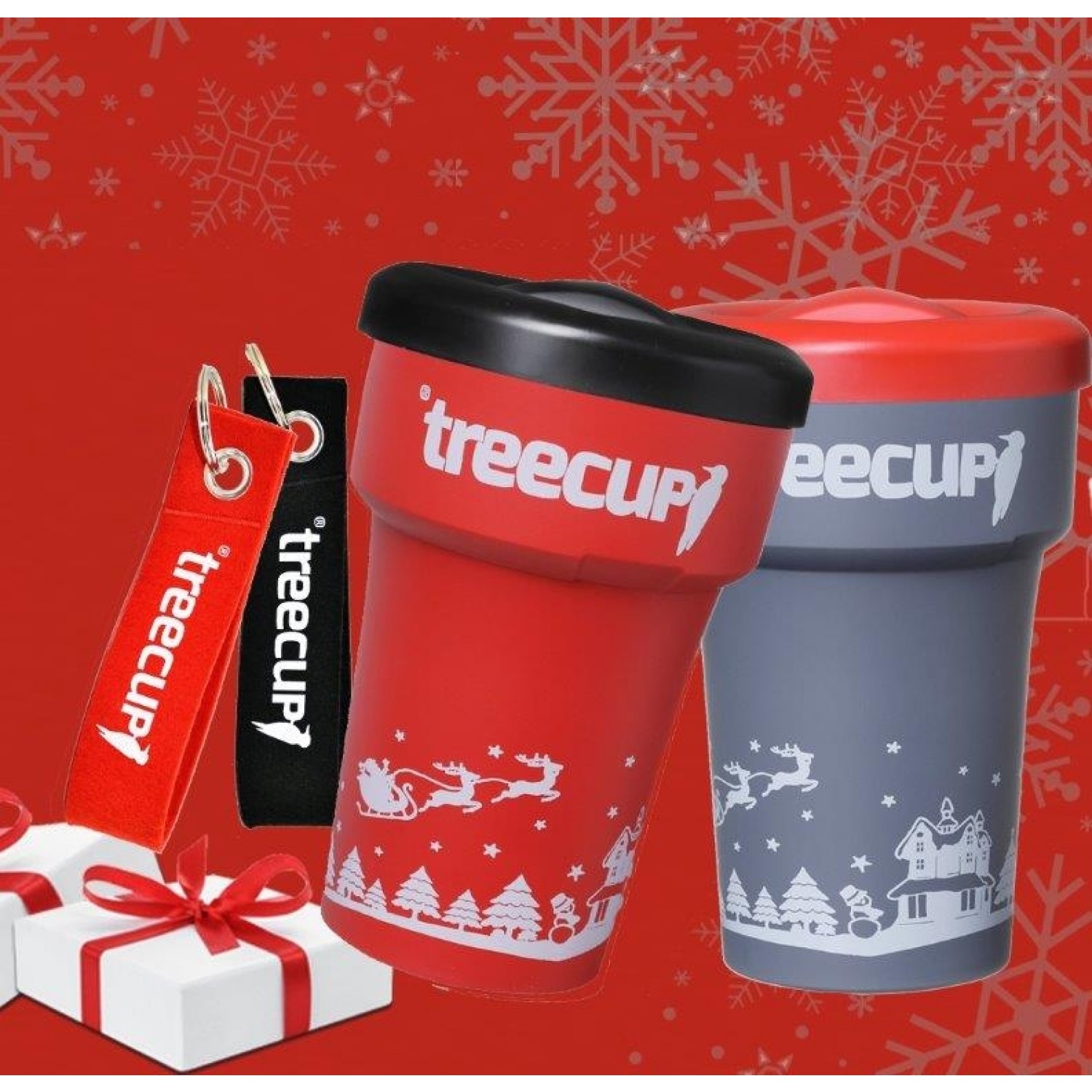Nowaste Christmas Mug with heat protection sleeve - treecup