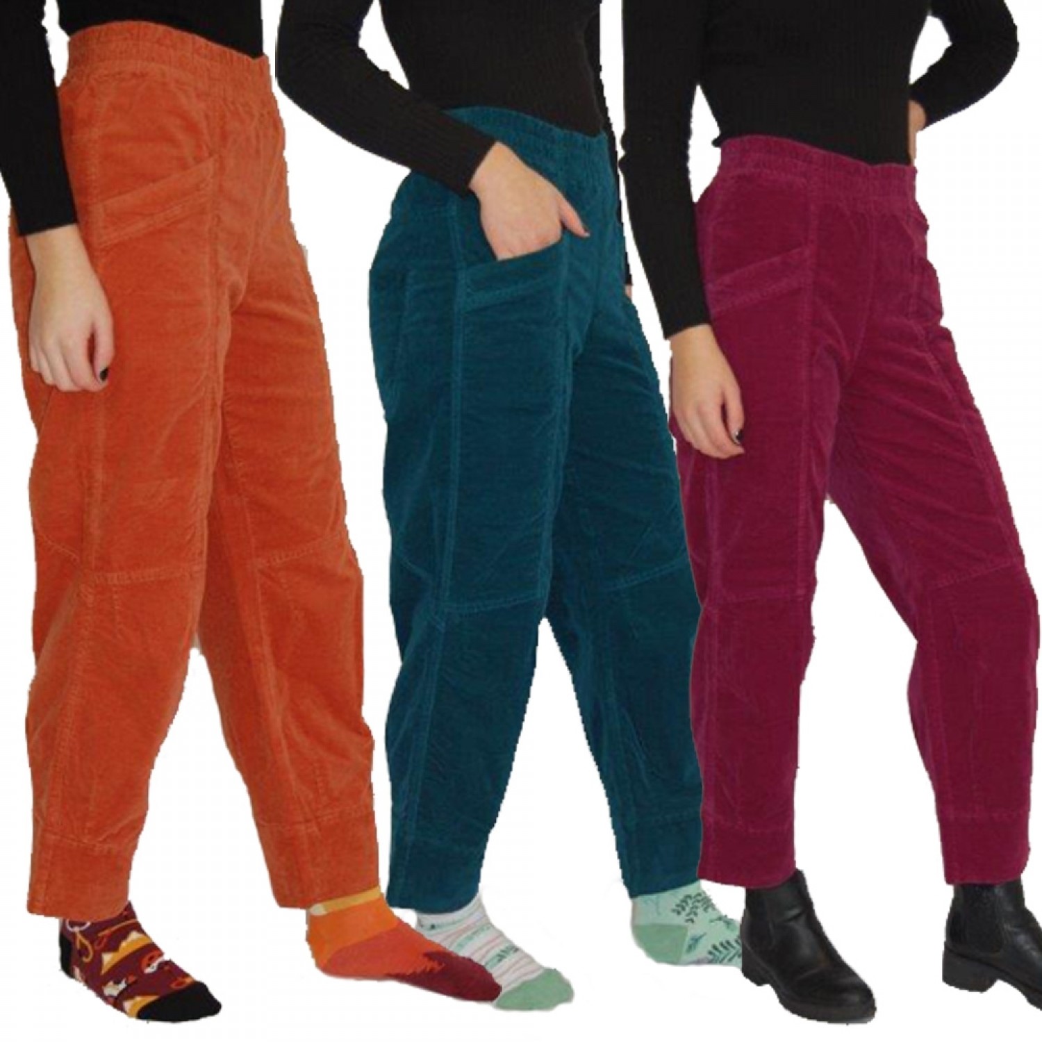 3/4 Velveteen Pull-On Trousers Irene, Elastic Waist | bloomers
