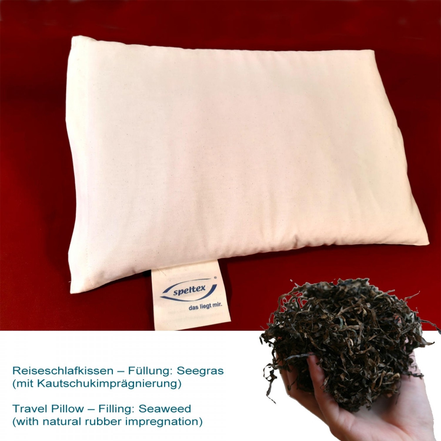 Travel Pillow with Seaweed with natural rubber | speltex