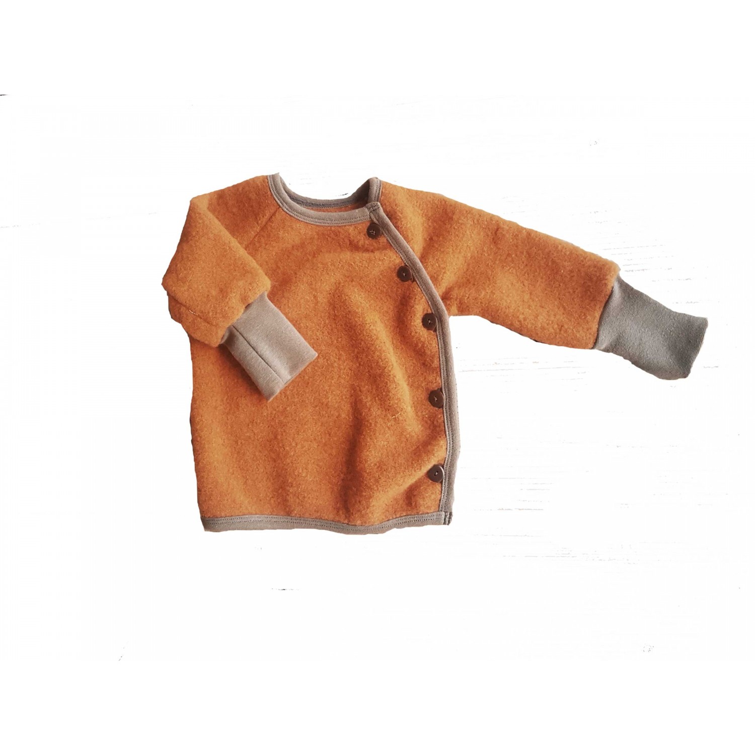 Eco Wool Fleece Baby Jumper, Swiss Style Baby Cardigan, Amber | Ulalue