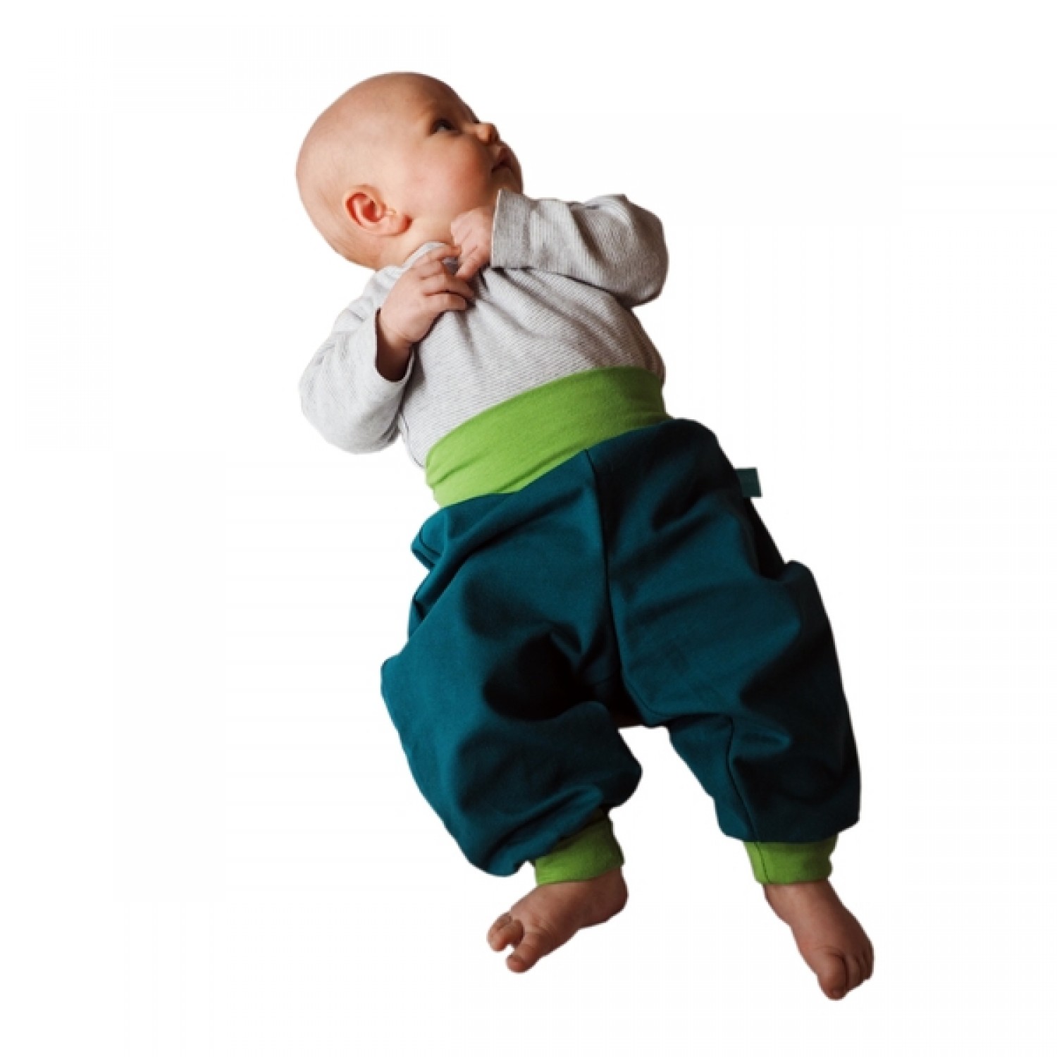 Summer Pull-On Baby Trousers emerald/kiwi Eco Cotton | bingabonga