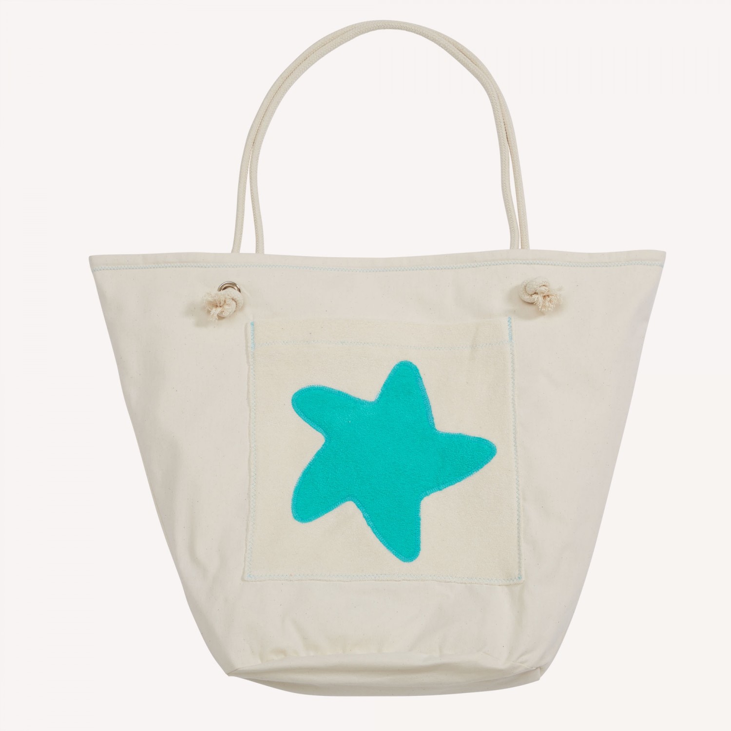 early fish Eco Beach Bag, Sea Green, with Starfish, Organic Cotton
