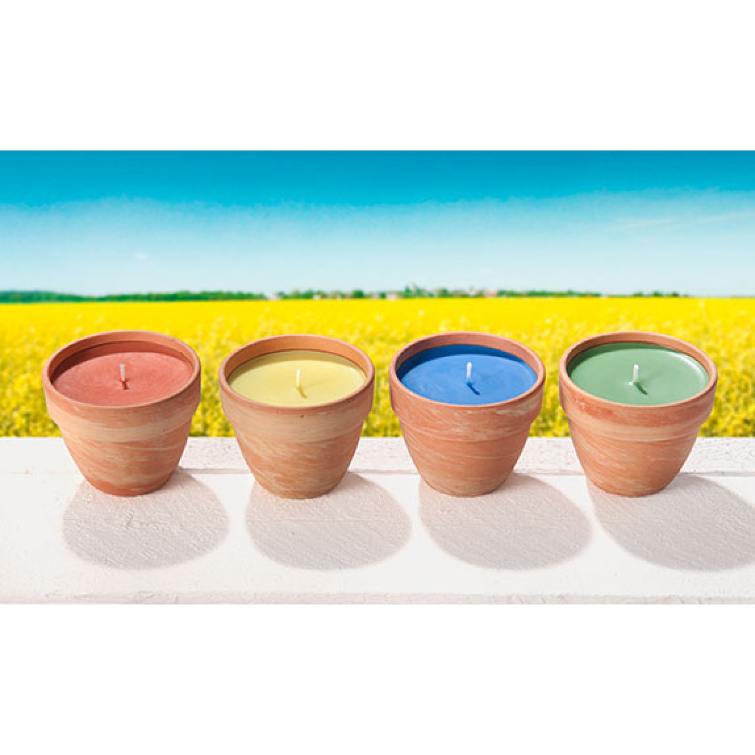 Rape Wax Candles with Natural Fragrance in Terracotta Pot | stuwa
