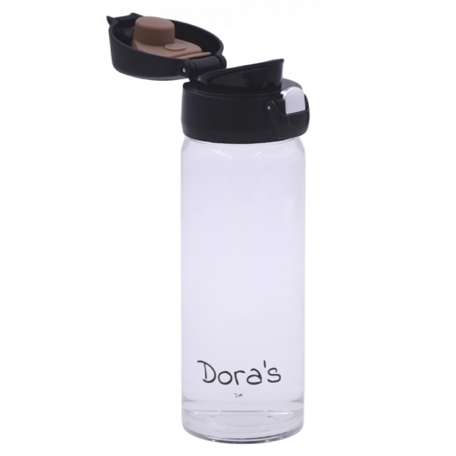Dora's Glass Thermal Mug with One-Hand Lid & tea strainer