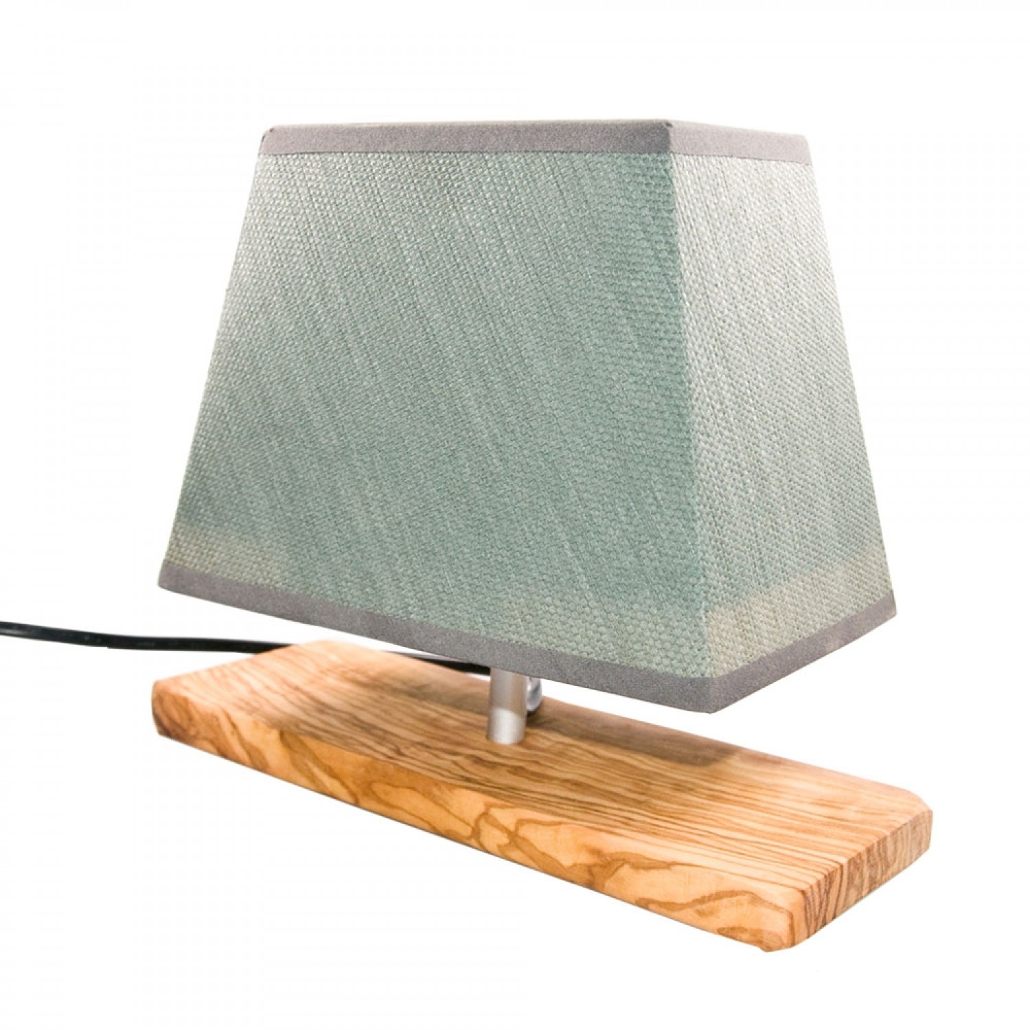 Table Lamp C.A. oblong Olive Wood Base & olive-green Shade » D.O.M.