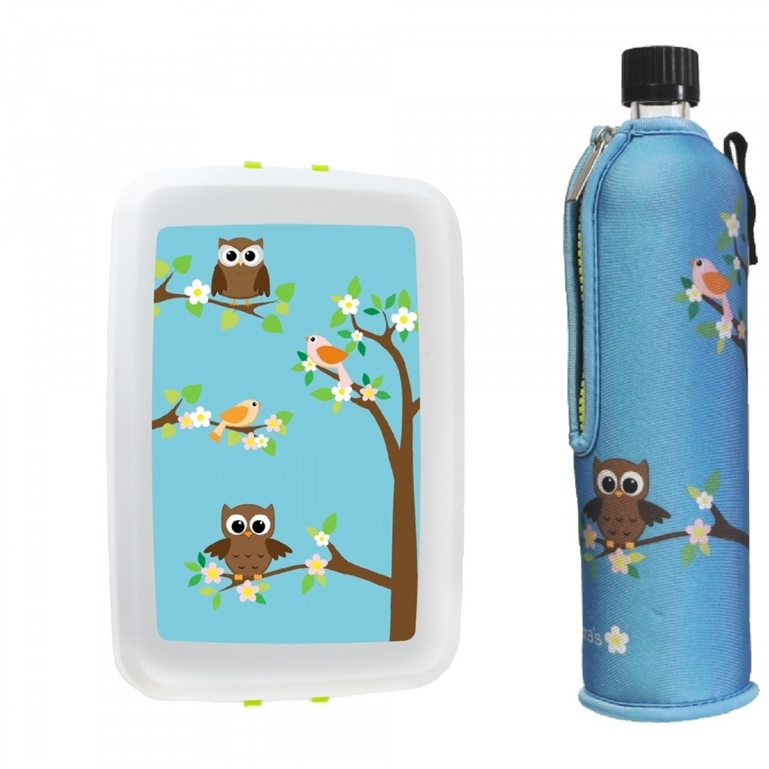 Dora’s Öko Schulstarter-Set »Eule« Trinkflasche & Lunchbox