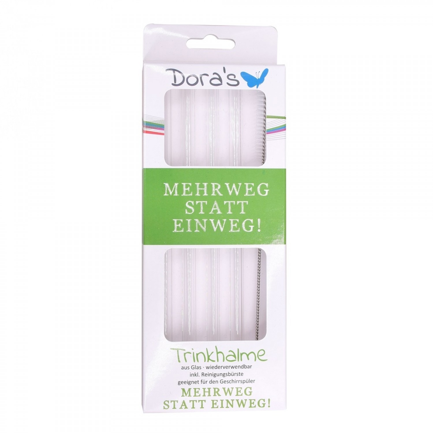 Dora’s reusable drinking glass straws incl. cleaning brush