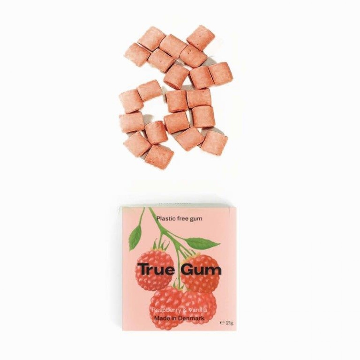 True Gum Sweet Raspberry & Vanilla plastic-free chewing gum