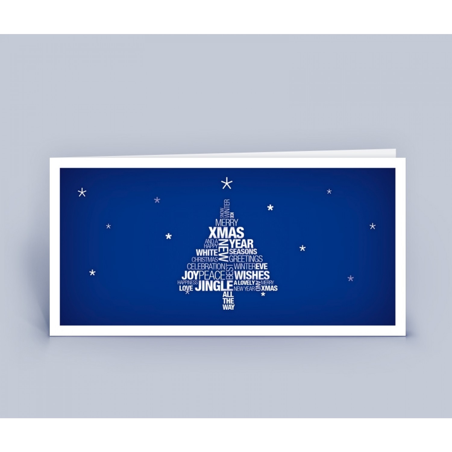 Christmas Card blue - English Tag Cloud Christmas Tree | eco-cards