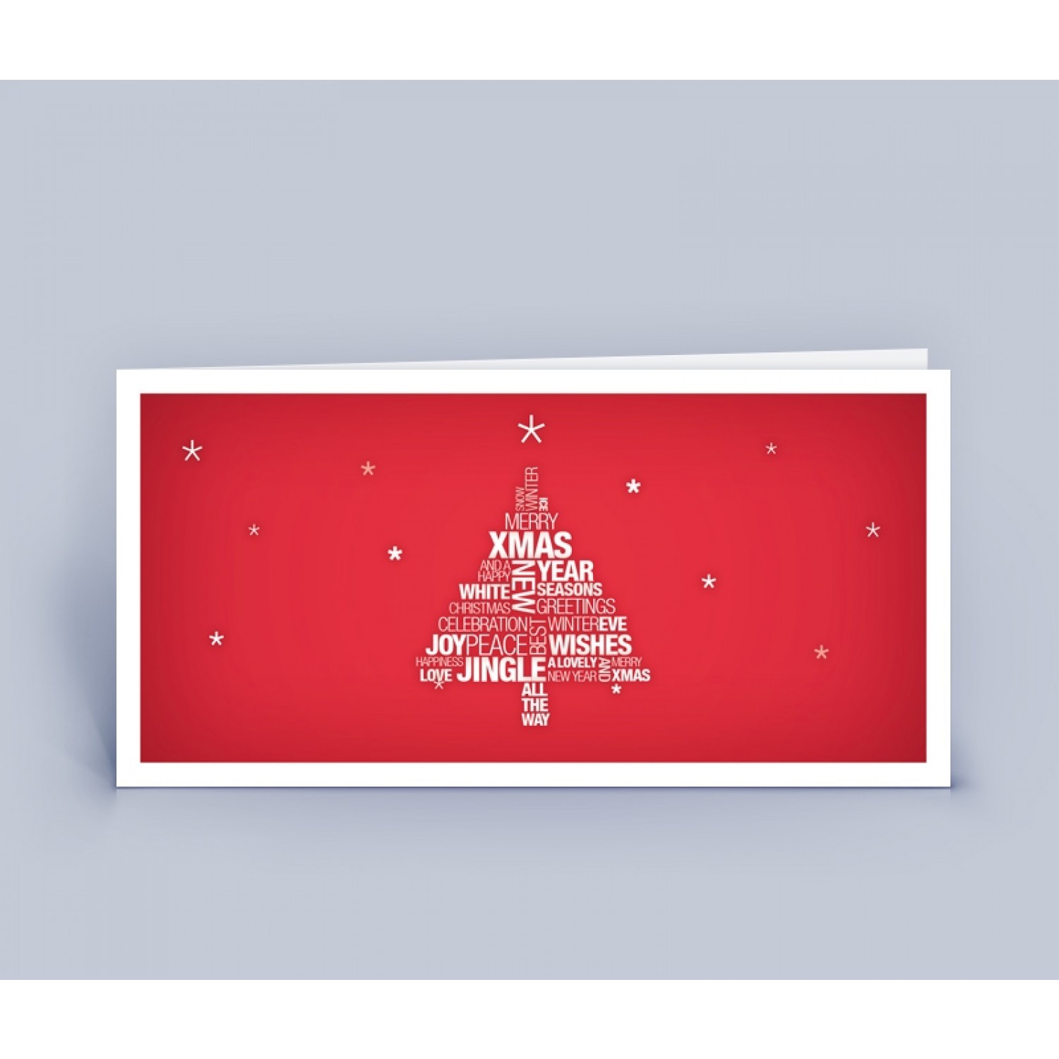 Christmas Card red - English Tag Clouds Christmas Tree | eco-cards