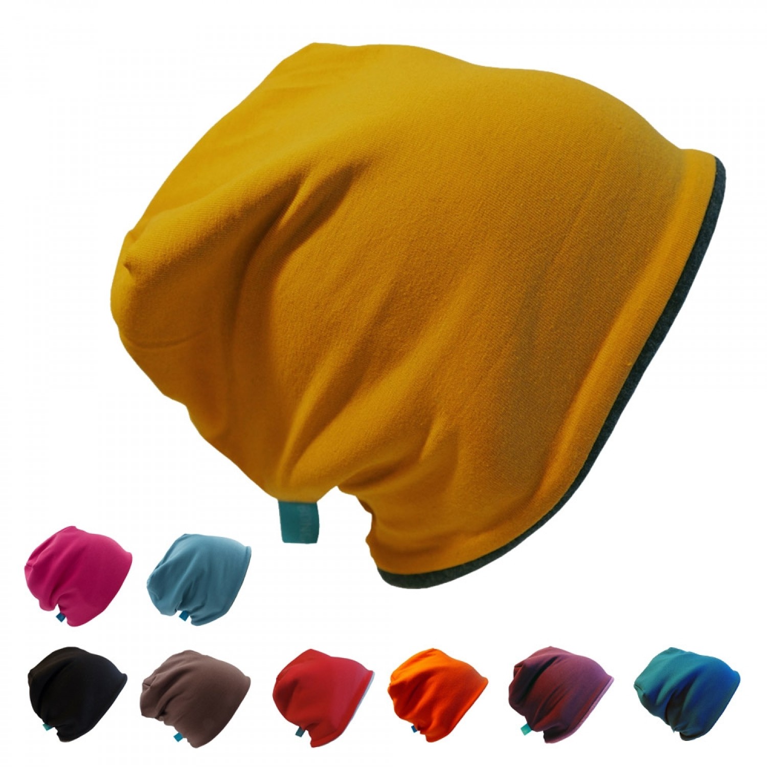 Winter Beanie Hat 'Line Plain Solid Colour' Organic Jersey & Fleece » bingabonga