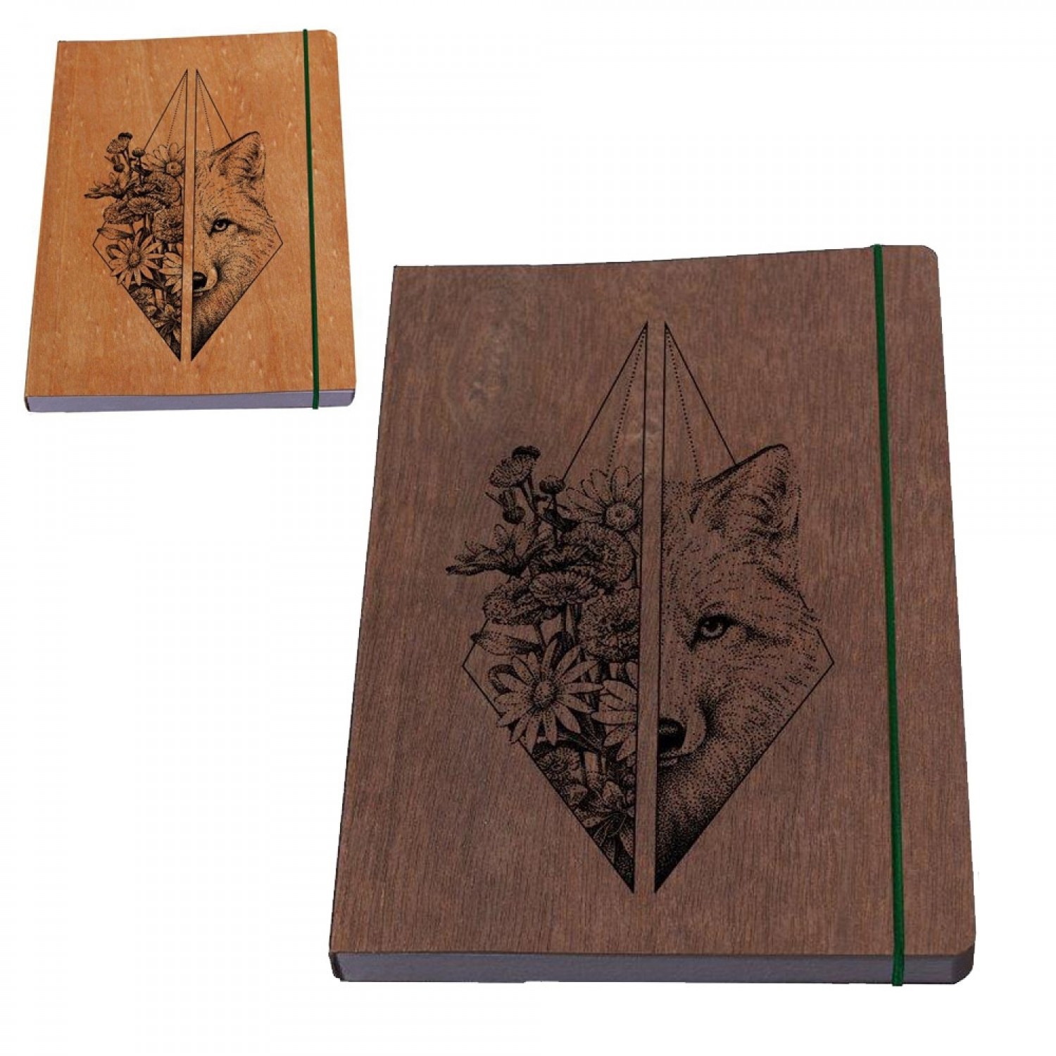 Eco Notebook »Wolf female« wooden book cover | Waldkind