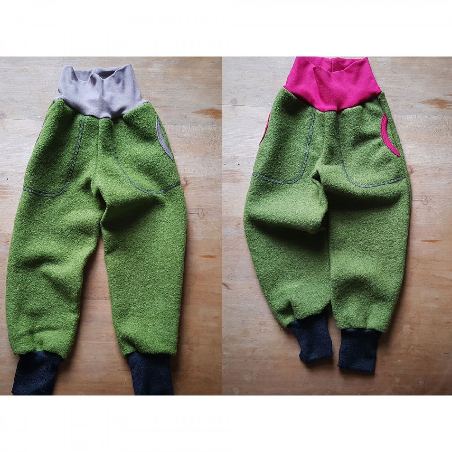 Eco Wool Broadcloth Kids Trousers, colourful waistband | Ulalue