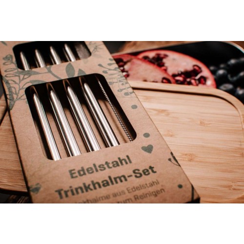 Stainless Steel Drinking Straws 4 Set & cleaning brush » Tindobo