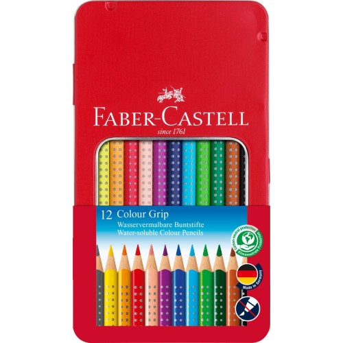 Faber-Castell Colour Grip Crayon set of 12 in metal case