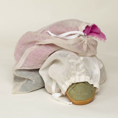 Organic Linen Mesh Laundry Bags – Set of 2 Natural + White Size M » nahtur-design