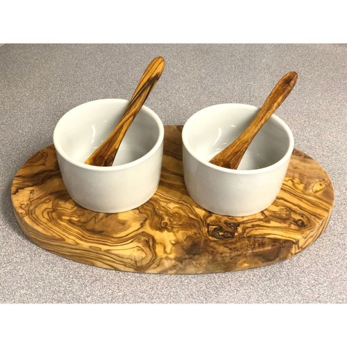 Dip Porcelain Bowls Set STUTTGART, Olive Wood Tray, Spoons » D.O.M.