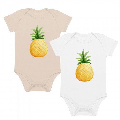 Organic Cotton Pineapple Short Sleeve Bodysuit » earlyfish