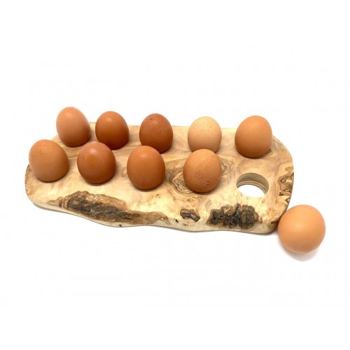 Rustic Olive Wood Egg Holder Tray for 10 Eggs » D.O.M.