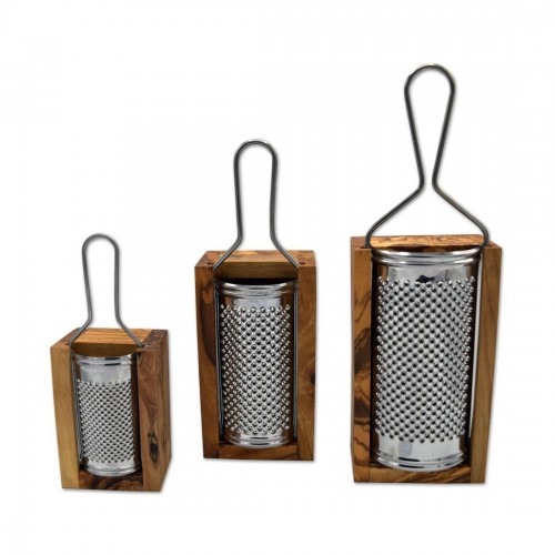 Stainless Steel Cheese Grater with Olive Wood Storage Container » D.O.M.