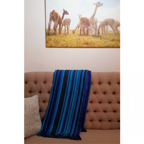 Alpaca Wool Blanket various designs - blue striped » Albwolle
