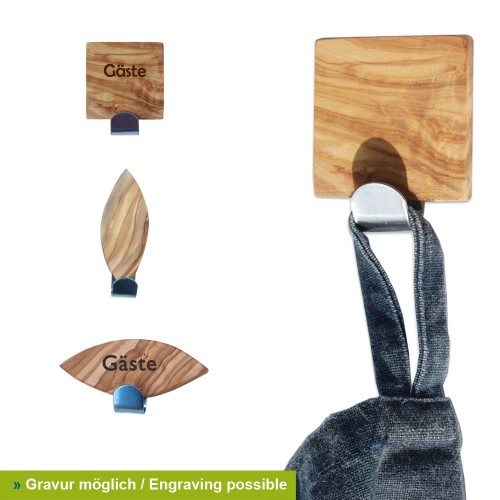 Eco Towel Hook made of Olive Wood & Stainless Steel | D.O.M.