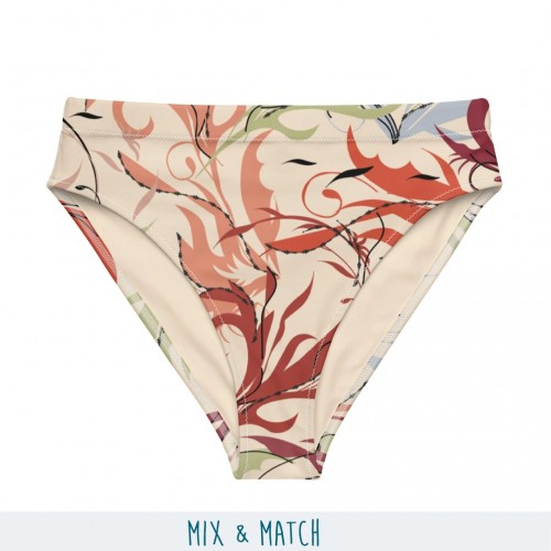Mix & Match Floral Print Recycled high-waisted Bikini Bottoms » earlyfish