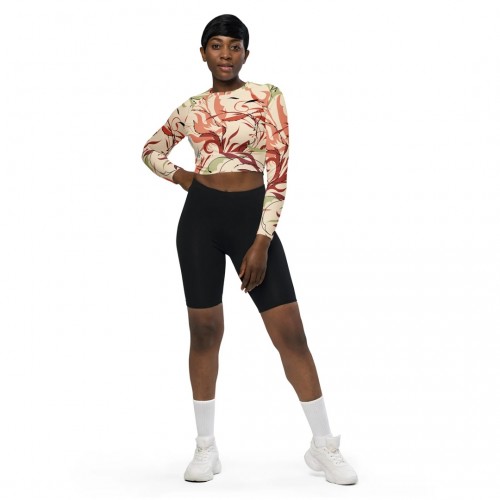 Floral designed recycled long-sleeved Crop Top » earlyfish