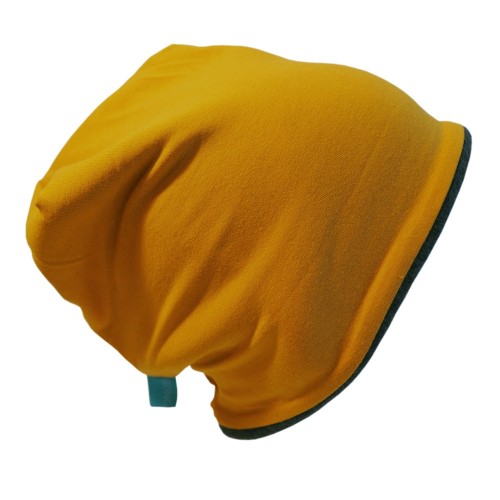 Winter Beanie Hat 'Line Mustard Yellow' Organic Jersey & Fleece | bingabonga