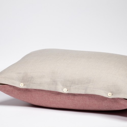 Reversible Cuddle Cushion Organic Linen Denim Rose-Grey & Wool Filling » nahtur-design