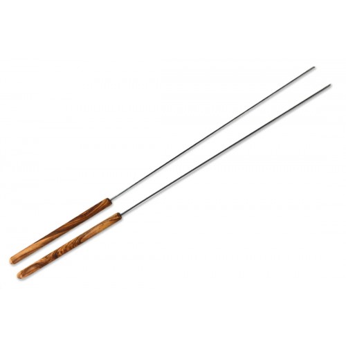 Large Stainless Steel BBQ Skewers with Olive Wood Handle | D.O.M.