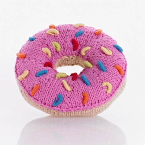 Donut Rattle of Organic Cotton in Pink | Pebble