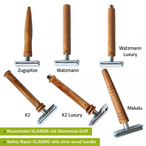 Reusable Safety Razor CLASSIC with olive wood handle » D.O.M.