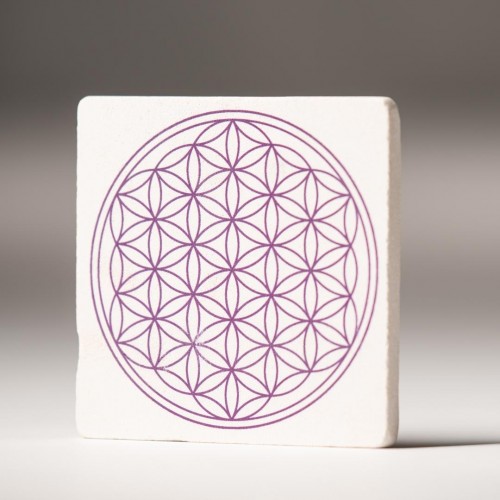 Flower of Life violett Travertine Coasters » Living Designs