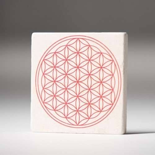 Flower of Life red Travertine Coasters » Living Designs