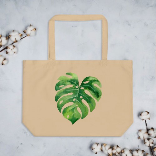 Monstera Organic Cotton Tote Bag, Oyster » earlyfish