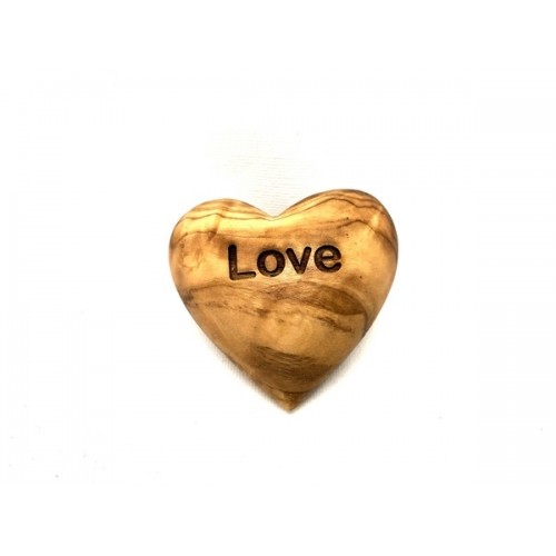 Engraved Solid Olive Wood Heart with inspiring Stroke – Love