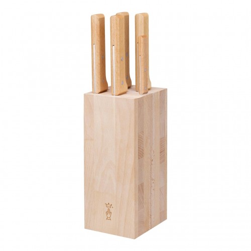Opinel Parallèle Bread Block with 5 Kitchen Knives, Beech Wood