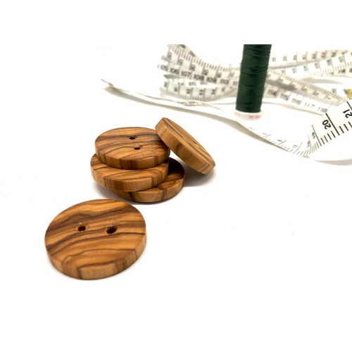 Round Olive Wood Buttons 2 Hole » D.O.M.
