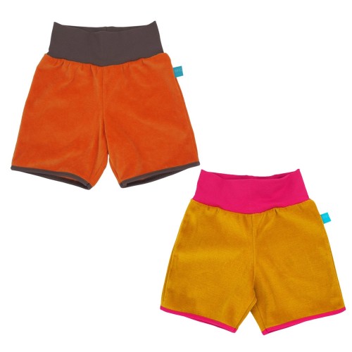 Kids Bicoloured Pull-on Organic Cotton Nicki Shorts » bingabonga