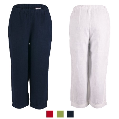6/8 Wide-Leg Linen Trousers, elastic waistband | bloomers