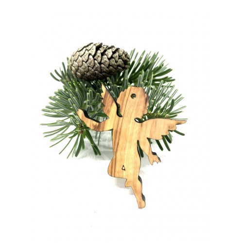 Christmas Olive Wood Hanging Ornament, Angel 2 » D.O.M.