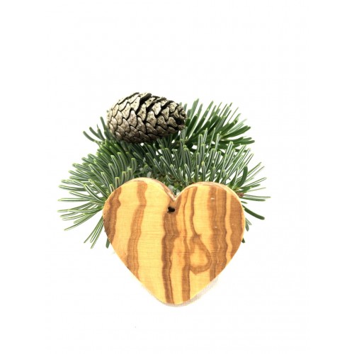 Christmas Olive Wood Hanging Ornament, Heart, flat » D.O.M.