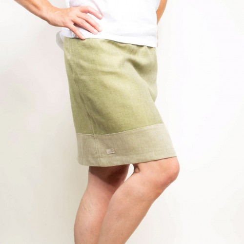 Light Green Organic Linen Denim Skirt » nahtur-design